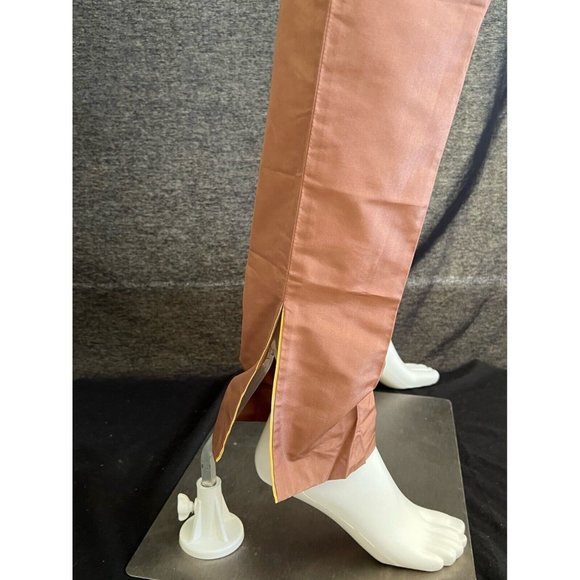 NWT Authentic Gucci Pants Dress Brown Gold Trim Seta Silk Straight Leg 40 US 4 S - Picture 5 of 12